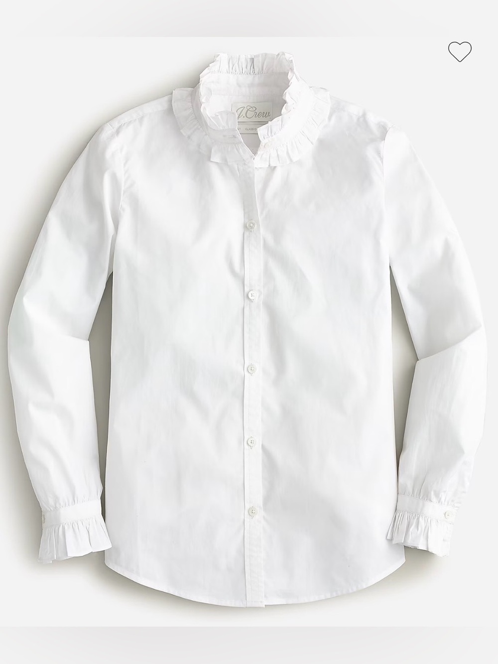J. Crew White Ruffle-Collar Button-Down Blouse